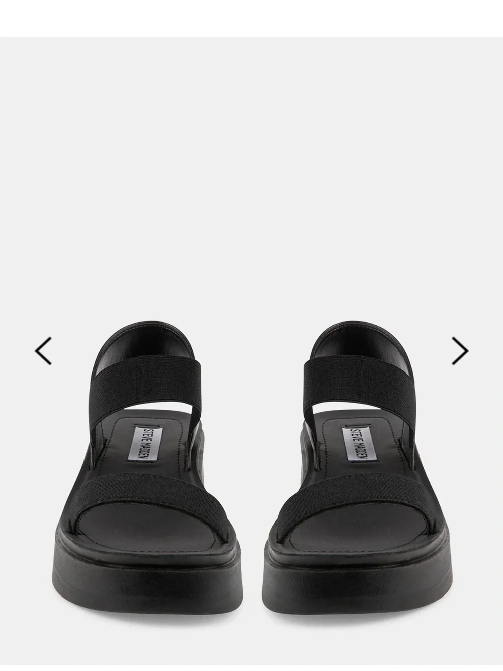 Steve Madden Janice platform wedge sandals, featuring black elastic straps. - Picture 1 of 10